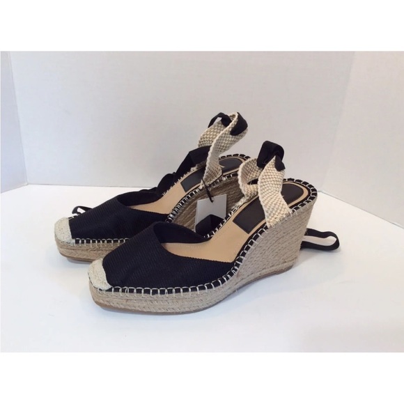 Zara Black Tied Raffia Espadrille Wedge Shoes NWT SZ 10 EU 41 - Picture 8 of 11